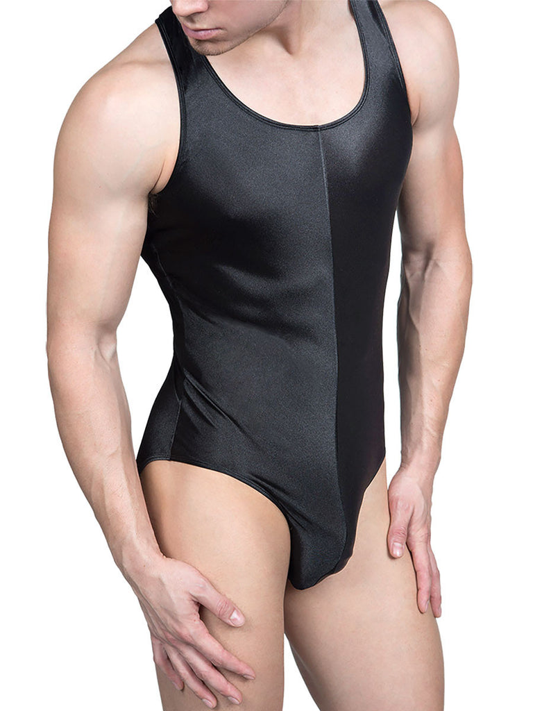 Smooth Satin Button Bodysuit Black