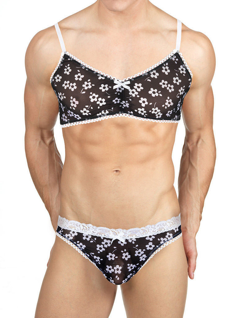 Daisy Mesh Bra Black