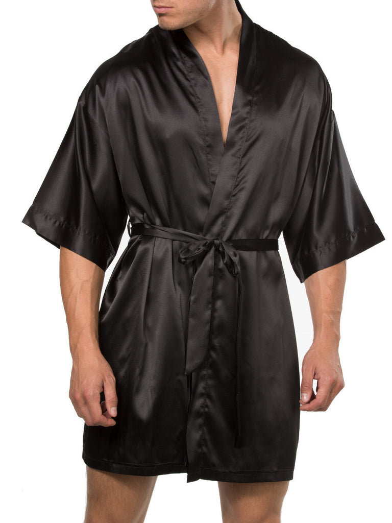 Smooth Satin Robe Black